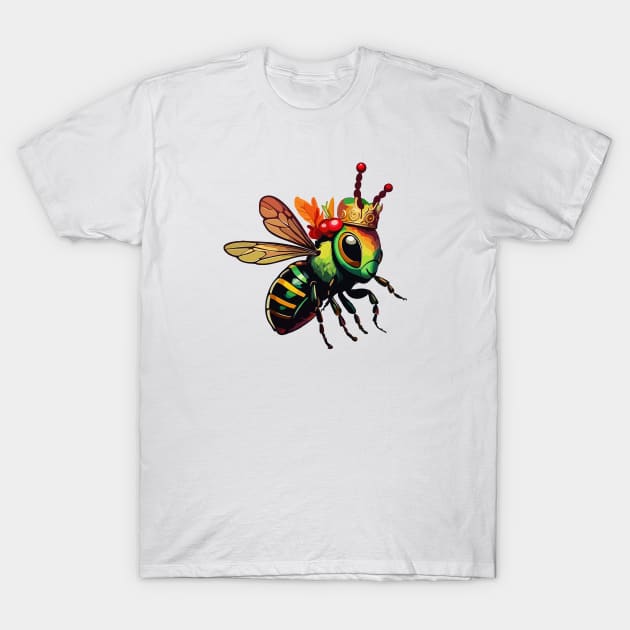 Rasta Queen Bee Crowned Silhouette T-Shirt by ReggaeArtGifts